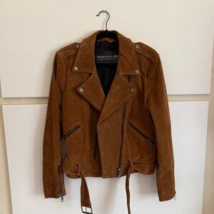 Bagatelle NYC 100% Suede Leather Moto Jacket in Tan/Brown Size L (Slim Fit)